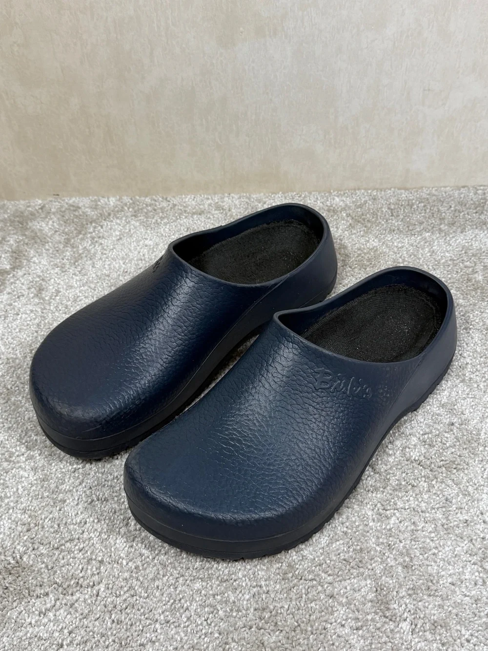 Birkenstock Super-Birki Polyurethane Clogs Shoes Slip On Restaurant in Navy 11
